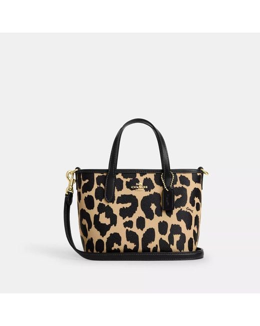 COACH City Mini Tote Bag With Leopard Print in Black Lyst