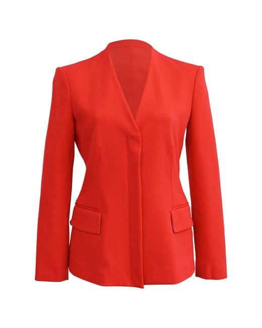 Theory Red Hidden-Buttoned Blazer With Pockets