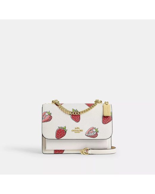 COACH White Klare Crossbody With Strawberry Print