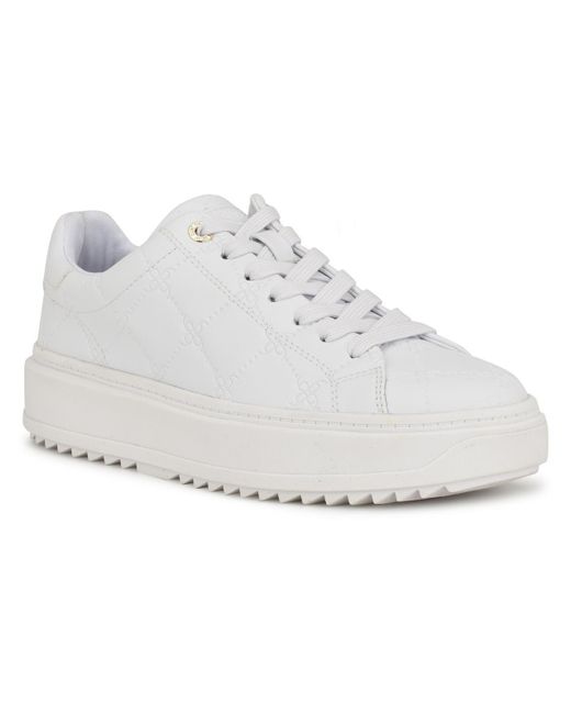 Nine West White Driven Faux Leather Lifestyle Casual And Fashion Sneakers