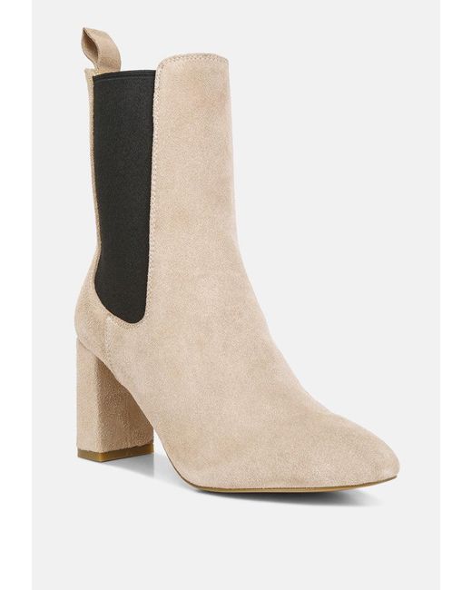 Rag & Co Natural Gaven Suede High Ankle Chelsea Boots