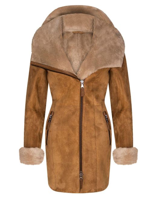 Infinity Leather Brown Merino Sheepskin Hooded Coat-Antioch
