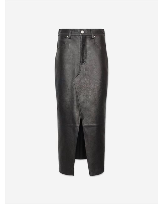 FRAME Gray Long Leather Skirt