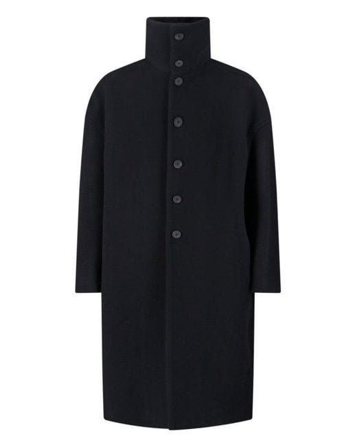 Rick Owens Blue Minimalist Jacket With High Stand Collar And Boxy Silhouette for men