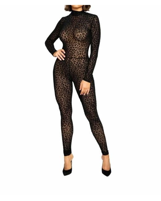 ROMA CONFIDENTIAL Black Velvet Leopard Bodysuit