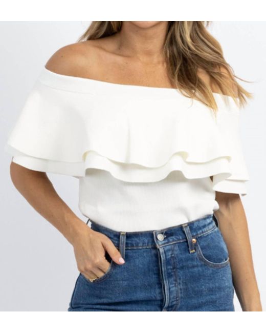 Sugarlips White Kaila Off Shoulder Sweater Top