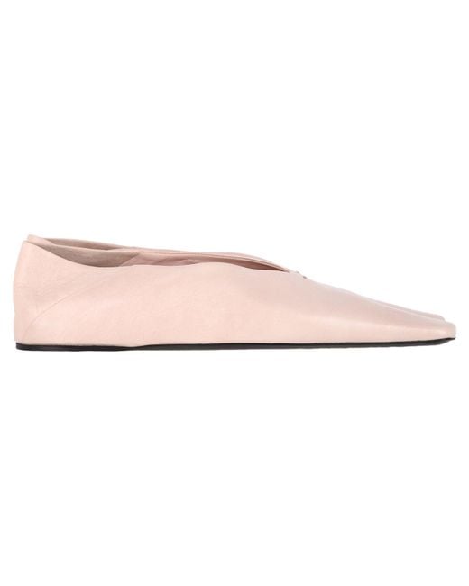Jil Sander Pink Square-Toe Ballet Flats
