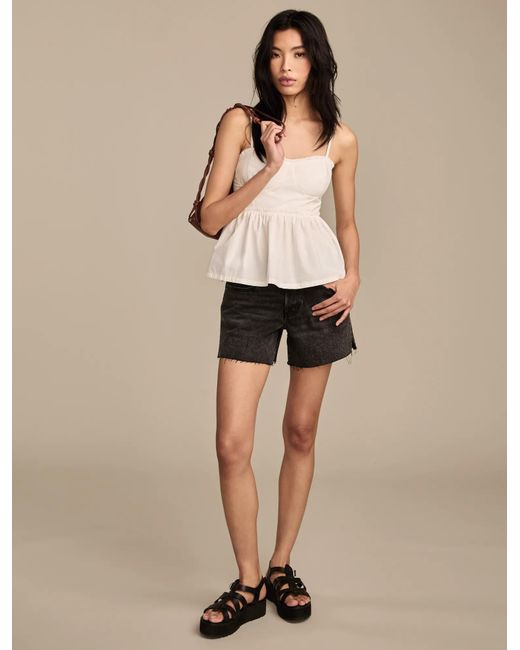Lucky Brand Natural Solid Ruched Corset Cami