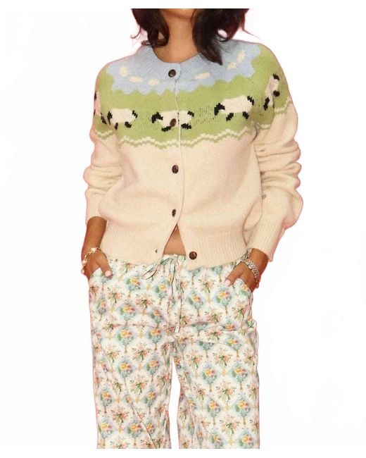Bailey Rose Natural Sheep Pattern Cardigan