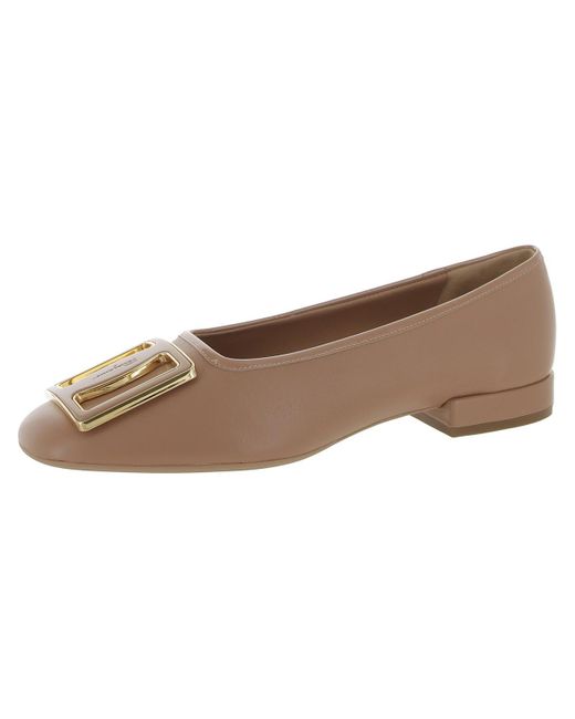 Ferragamo Myrna Leather Embellished Ballet Flats in Brown | Lyst