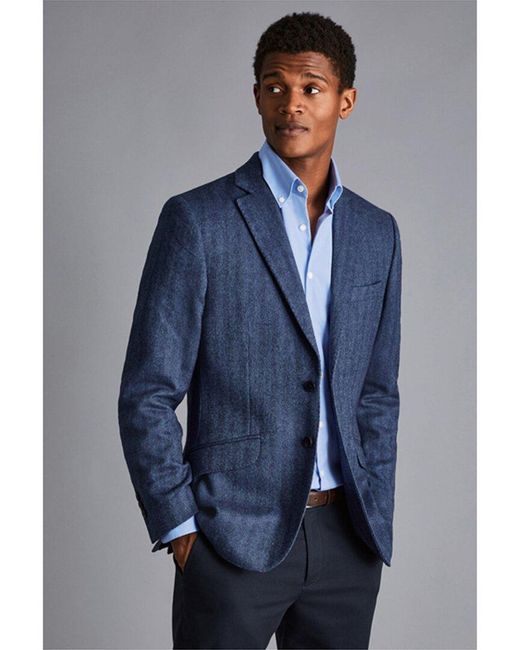 Charles Tyrwhitt Blue Slim Fit Eco Wool-blend Jacket for men