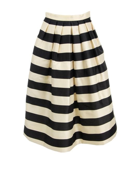 Tibi Multicolor Silk Striped A-line Skirt