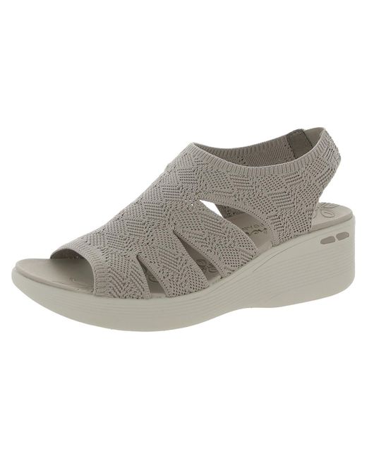 Skechers Gray Pier-lite All You Slip On Open Toe Wedge Sandals