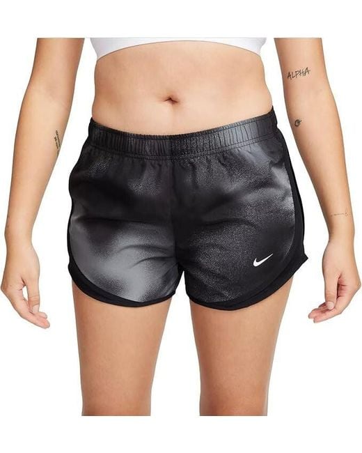 Nike Black Tempo Running Shorts Printed Elastic Waist Activewear Srt137