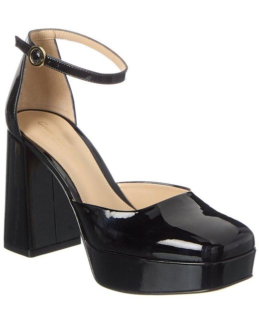 Gianvito Rossi Vian 70 Patent Platform Pump in Black Lyst