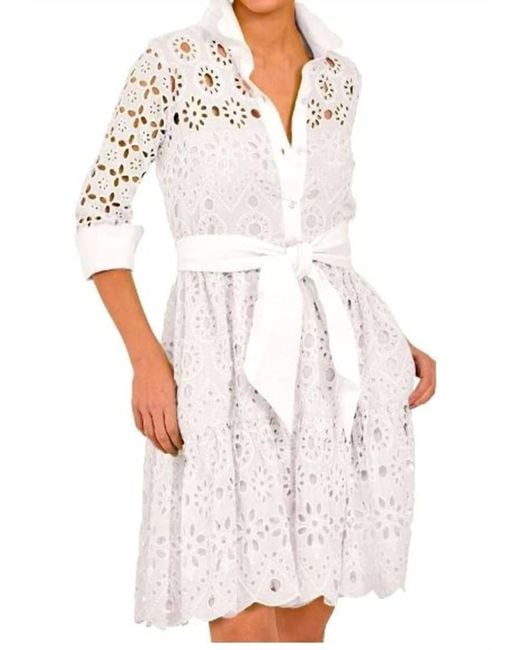 Gretchen Scott Women's White La Di Da Little Bo Peep Eyelet Dress