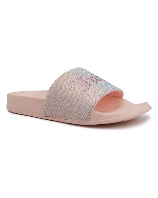 Juicy Couture Pink Wander Embellished Slip-on Slide Sandals