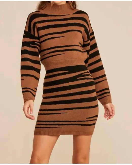 Lush Brown Cory Zebra Sweater Dress