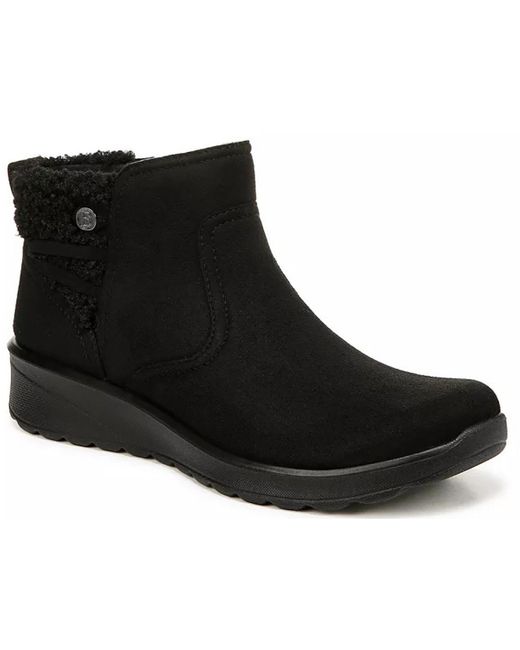 Bzees Black Grand Cozy Contrast Trim Faux Suede Booties