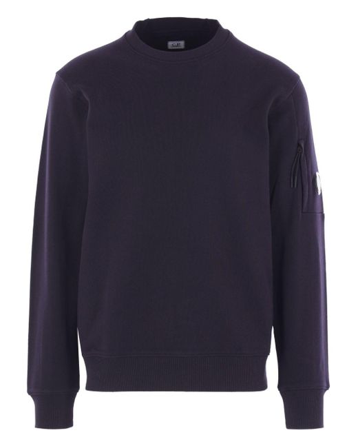 C P Company Blue Crew-Neck Sweatshirt With Pockets for men