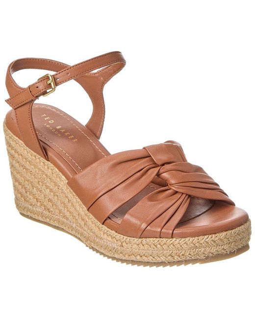 Ted Baker Brown Carda Leather Wedge Sandal