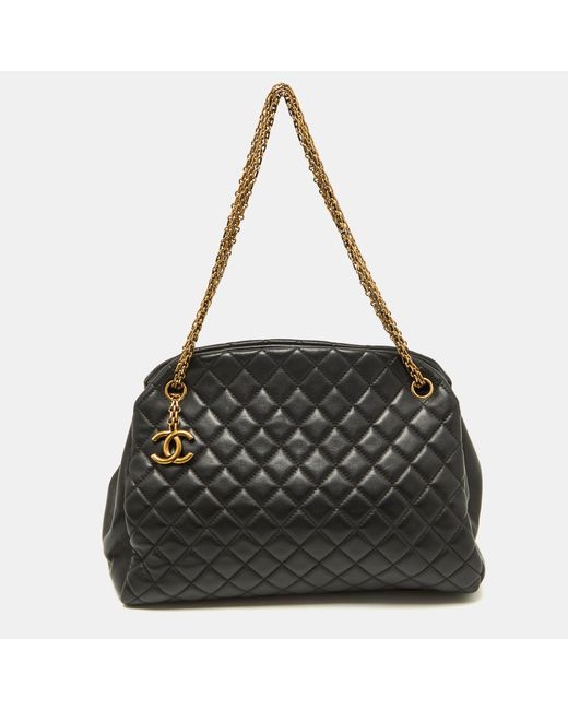 Chanel Black Quilted Leather Just Mademoiselle Bowler Bag