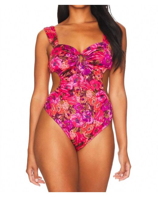 For Love & Lemons Pink Lauren Floral Bodysuit