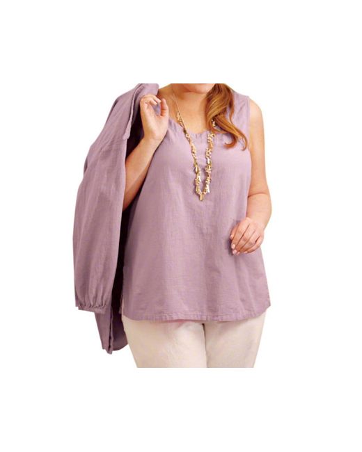 On The Plus Side Pink Crinkle Cotton Sleeveless Top