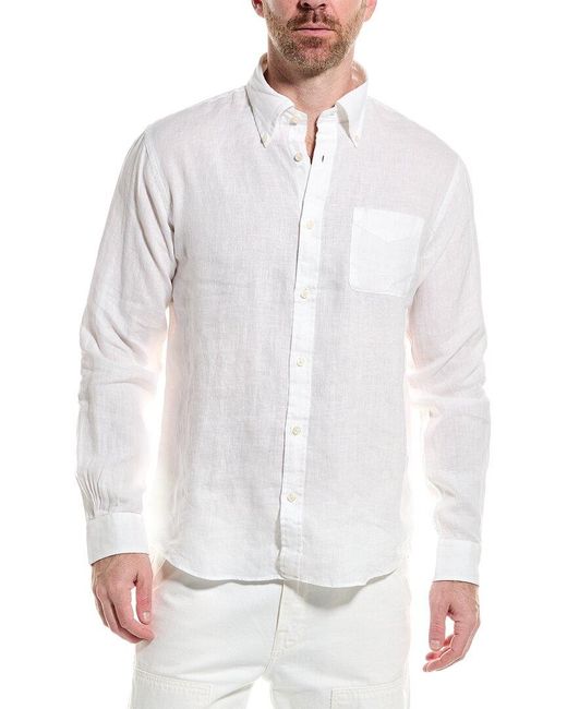 Brooks Brothers White Regular Linen Shirt for men