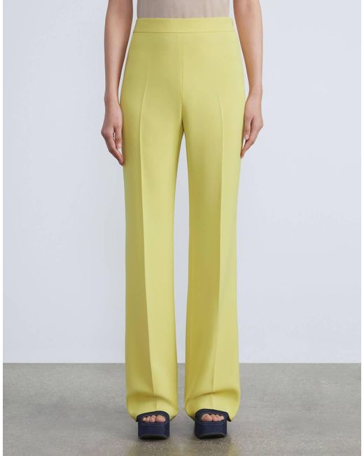 Lafayette 148 New York Yellow Finesse Crepe Gates Side-zip Flared Pant