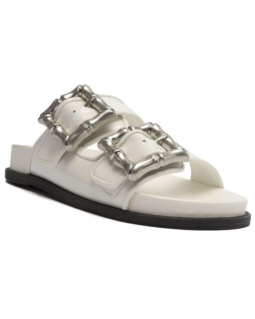 SCHUTZ SHOES White Enola Casual Sporty Leather & Patent Sandal