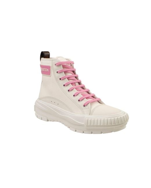 Louis Vuitton Pink White Squad High Top Sneakers
