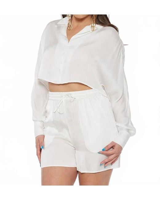 Circular Path White Relaxed Lounge Short
