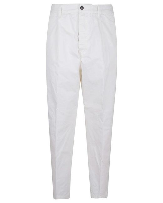 DSquared² White Cotton Twill Trousers With Front Pleats for men