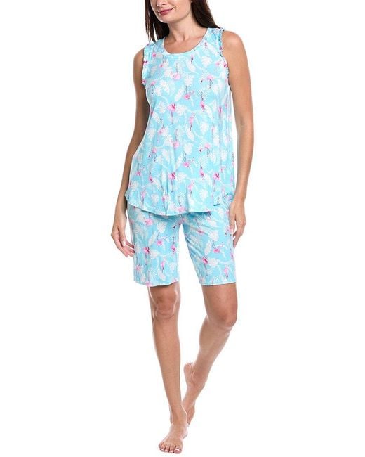 Ellen Tracy Blue 2Pc Short & Top Pajama Set