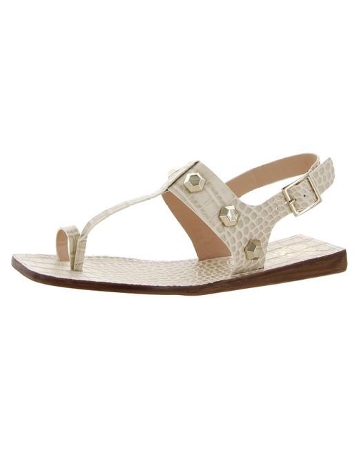 Vince Camuto White Dailette Leather Ankle Strap Thong Sandals
