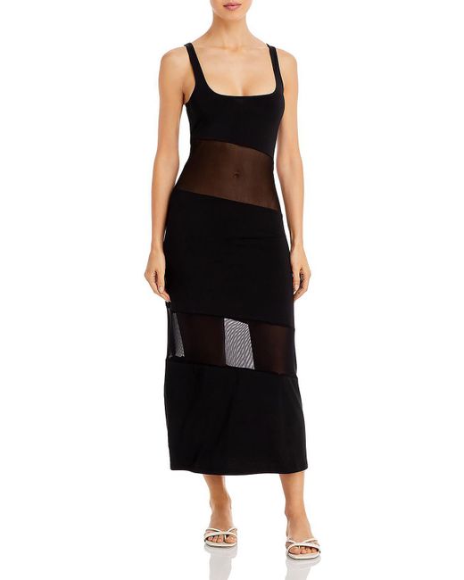 Solid & Striped Black Kimberly Midi Mesh Slip Dress