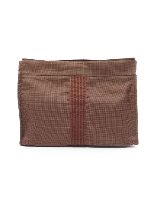 Hermès Brown Yell Line Pouch Mm Clutch Bag Pouch Canvas