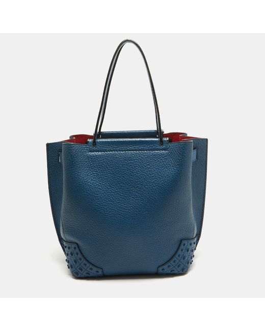 Tod's Blue Pebble Leather Wave Tote