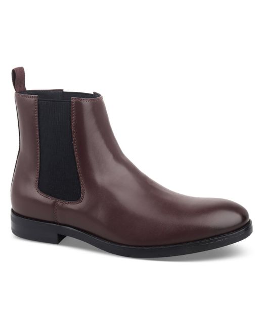 Alfani Brown Faux Leather Pull On Chelsea Boots for men
