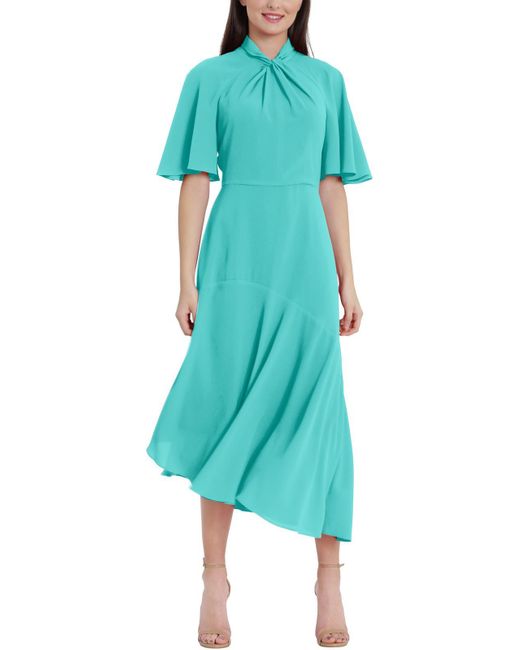 Maggy London Green Crepe Midi Cocktail And Party Dress
