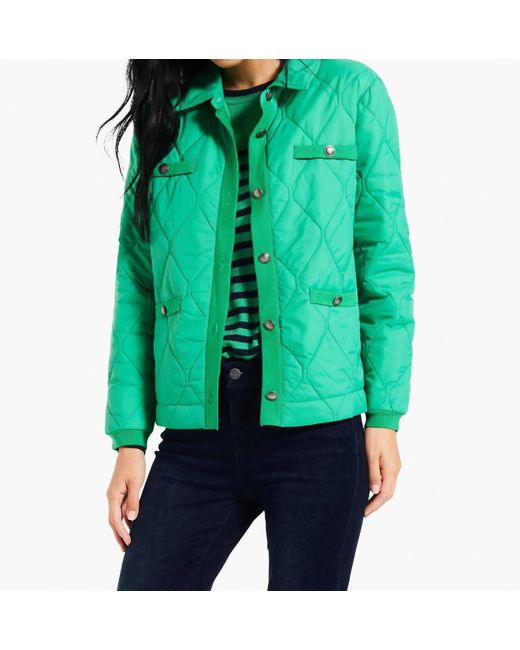 NIC+ZOE Green Knit Trim Puffer Jacket
