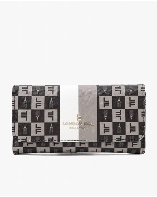 London Fog Black Lara Signature Flap Wallet