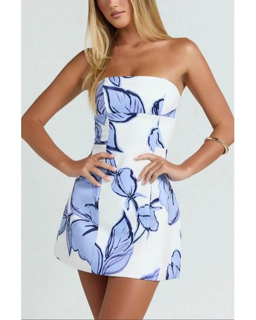 Mccolin Blue Strapless Mini Dress