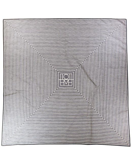 Totême  Gray Striped Logo Silk-blend Scarf