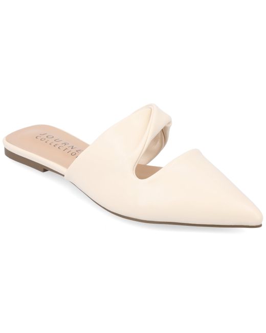 Journee Collection White Enniss Mule Flats