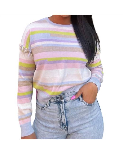 Brodie Cashmere Purple Madelyn Crewneck Sweater