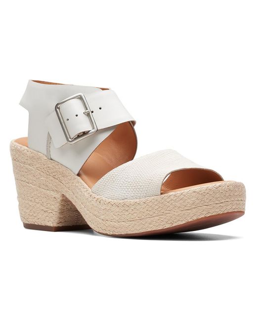 Clarks Natural Kimmei Hi Strap Leather Ankle Strap Heels