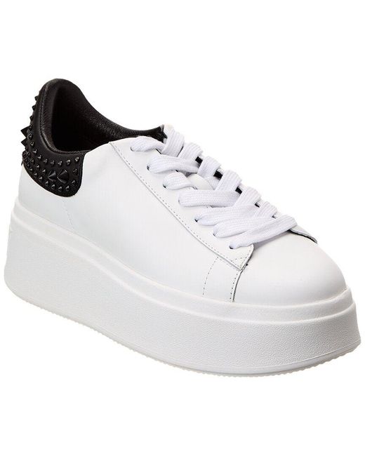 Ash White Move Studded Leather Platform Sneaker