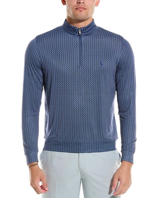 Tailorbyrd Blue Golf Tees Printed Performance 1/4-zip Pullover for men